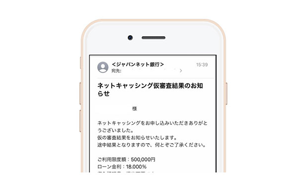 ジャパンネット銀行仮審査結果のイメージ図