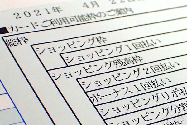 クレジットカードの利用限度額